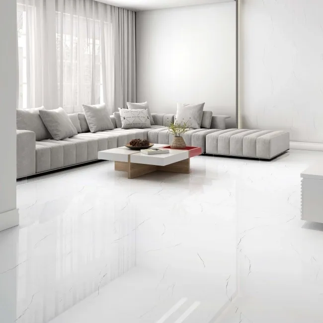 Barbados White Marble Effect Polished Porcelain Wall and Floor Tiles