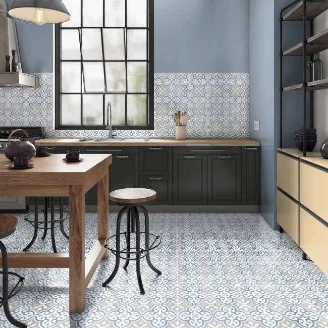 Canterbury Blue Patterned Matt Ceramic Wall & Floor Tile