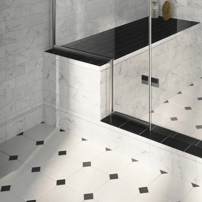 Carrara White Marble Effect Gloss Skirting Wall Tiles