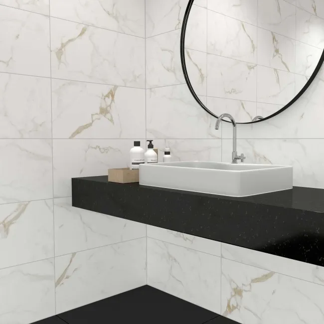 Carrera Gold Marble Effect Rectified Matt Porcelain Wall & Floor Tile