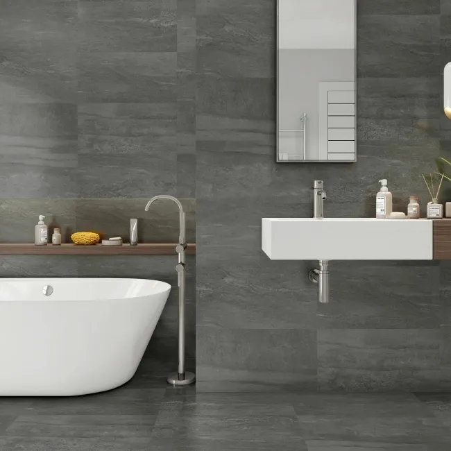 Cliff Grafite Grey Porcelain Wall And Floor Tiles