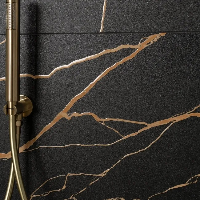 Da Vinci Golden Black Marble Effect Semi Polished Porcelain Tile