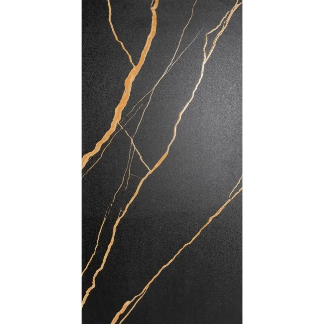 Da Vinci Golden Black Marble Effect Semi Polished Porcelain Tile