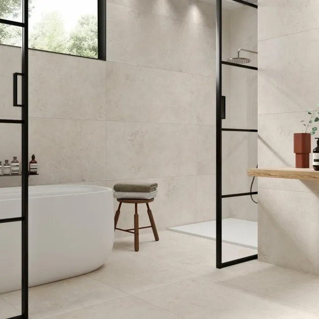 Roca Limestone Effect Ivory Matt Large Porcelain Wall & Floor Tile