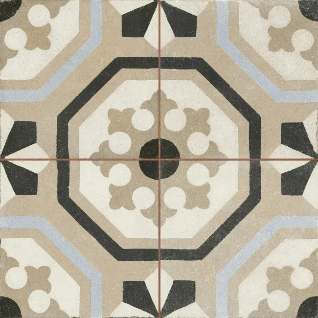 Osborne Grey Victorian Patterned  Matt Ceramic Floor Tile