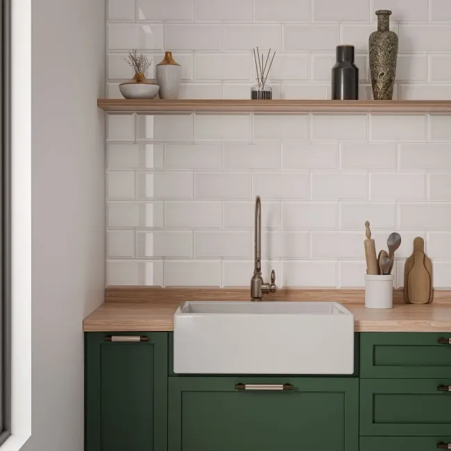 Metro Bevelled Victorian Off White Gloss Ceramic Wall Tile