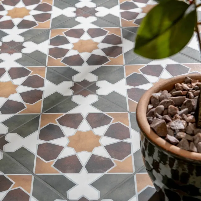 Rabat Green Pattern Matt Ceramic Floor Tile