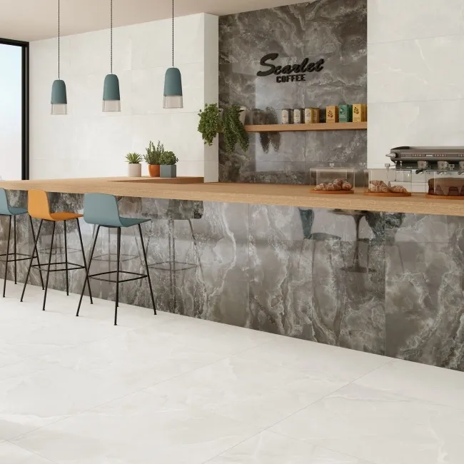 Scarlet Black Onyx Marble Effect Polished Porcelain Tile