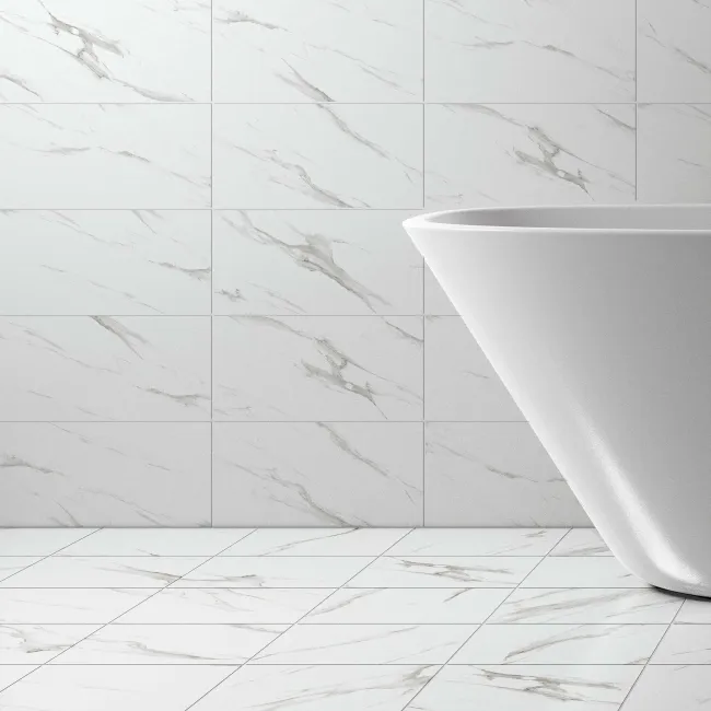 Statuario White Marble Effect Matt Floor Tile