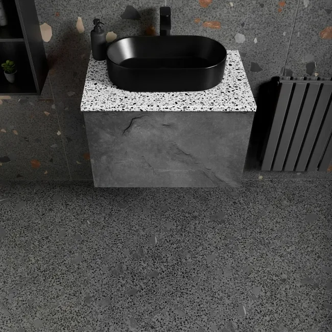 Trend Black Terrazzo Wall and Floor Tile