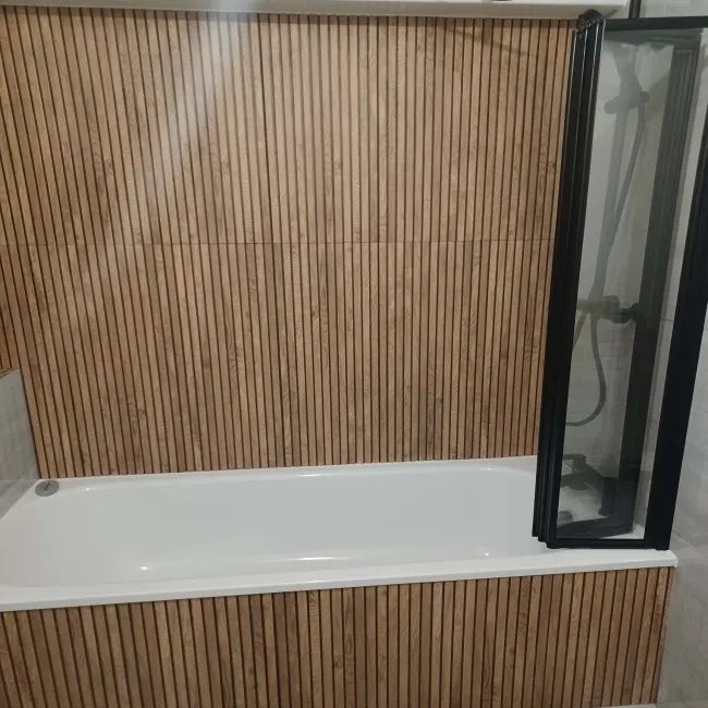 Bandwood Dark Oak Slatted Wood Effect Matt Ceramic Wall Tile