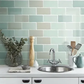 Craquele Mint Wall Tiles 75x100 Kitchen Roomset