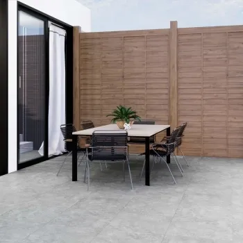 Rapalano Grey Travertine Effect Porcelain Outdoor Slab Tile