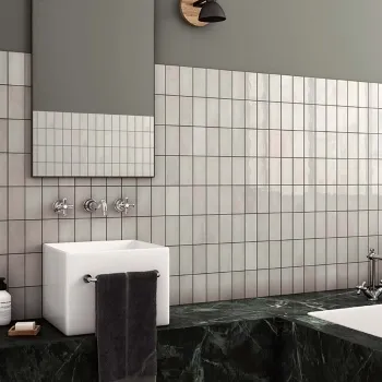 Village Silver Mist Wall Tiles 65x200 Bathroom Roomset