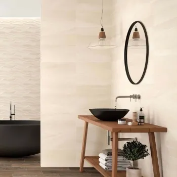 Windsor Ivory Wall Tile 250x500 Bathroom Roomset