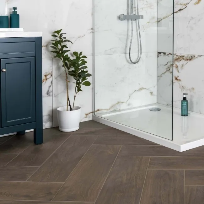 Barnaby White Marble Effect Large Polished Porcelain Wall and Floor Tile