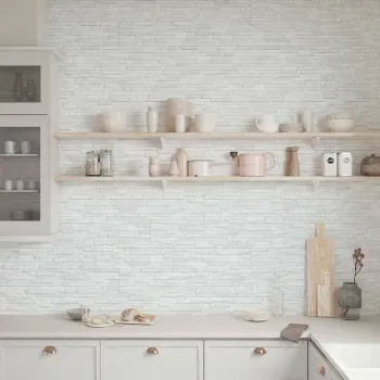 Brickstone White Matt Split Face Effect Porcelain Wall Tile