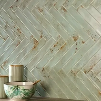 Cool Sage Green Brick Effect Matt Ceramic Wall Tile