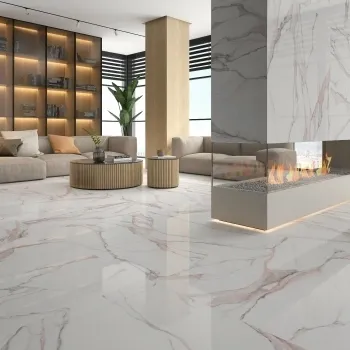 Fantasy Calacatta Pink Polished Marble Effect Porcelain Wall and Floor Tile