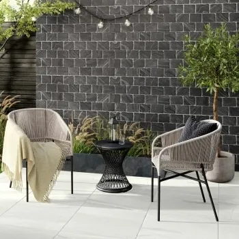 Esla Black Cobblestone Effect Matt Porcelain Wall Tile