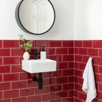Metro Bevelled Victorian Burgundy Gloss Ceramic Wall Tile