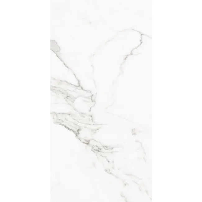 Carrara White Gloss Marble Effect Vitrified Ceramic Wall and Floor Tile