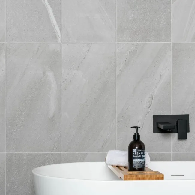 Allegro Grey Stone Effect Matt Rectified Porcelain Wall & Floor Tile