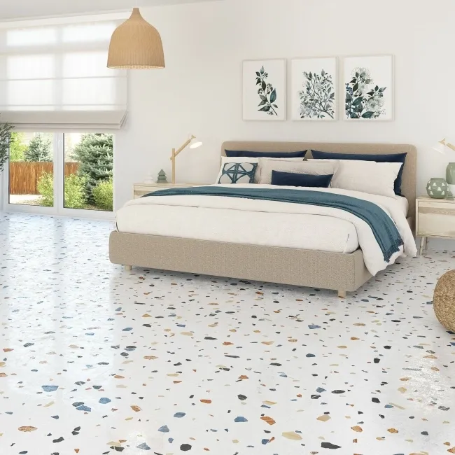 Trend White Terrazzo Multicolour Wall and Floor Tile