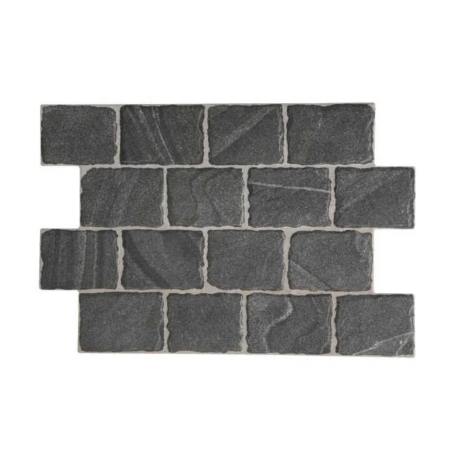 Esla Black Cobblestone Effect Matt Porcelain Wall Tile