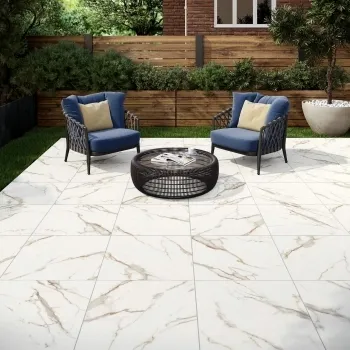 Calacatta Gold Marble Effect Matt Porcelain Outdoor Slab Tile