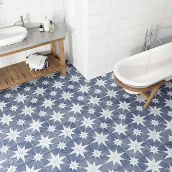 Supernova Star Blue Patterned Matt Vitrified Ceramic Floor Tile