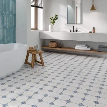 Leeds Blue Patterned Matt Porcelain Floor Tile