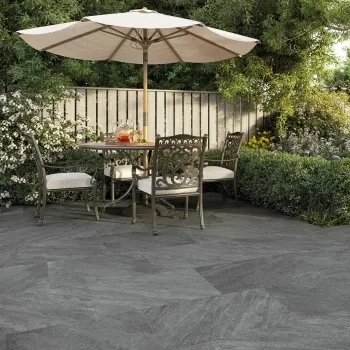 Onea Graphite Stone Effect Large Outdoor Porcelain Slab Tile