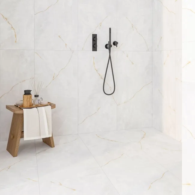 Omen White Onyx Marble Effect Matt Porcelain Tile