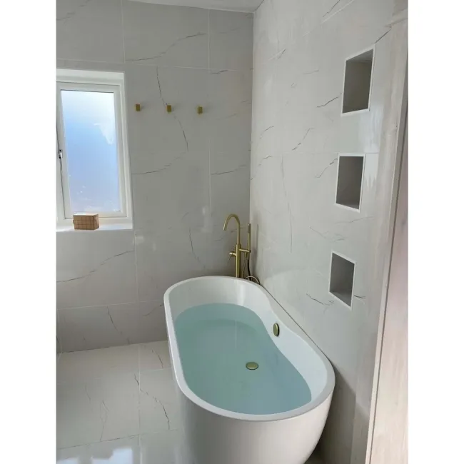 Barbados White Marble Effect Gloss Porcelain Floor Tiles