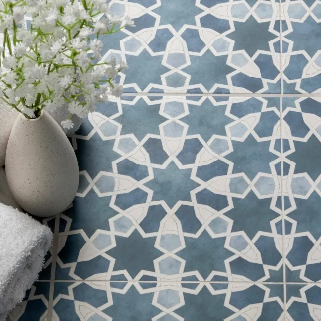 Agadir Blue Pattern Matt Ceramic Floor Tile