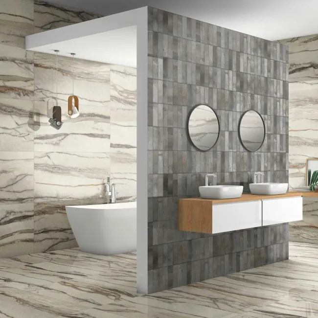 Amazonas Grey Marble Effect Semi Polished Porcelain Tile
