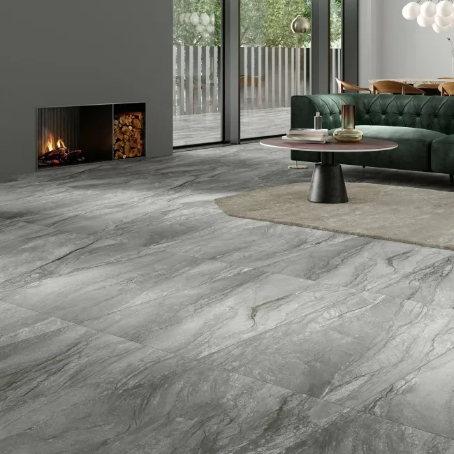 Roca Platinum Grey Stone Effect Porcelain Wall and Floor Tile 