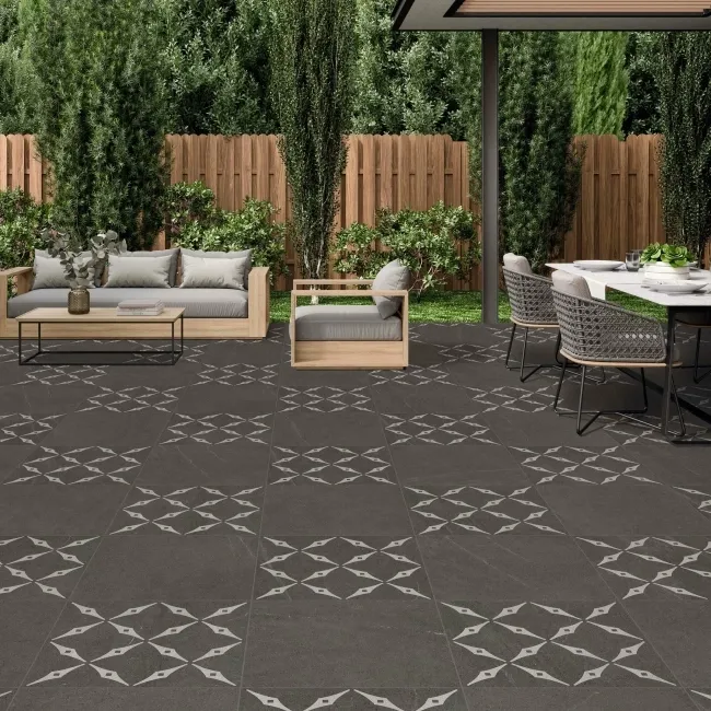 Bellevue Decor Graphite Matt Stone Effect Porcelain Outdoor Slab Tile