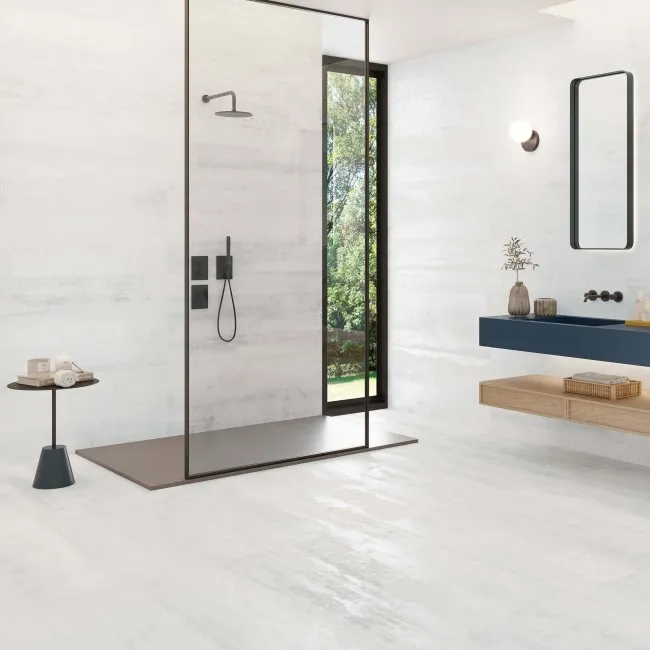 Enya White Concrete Effect Matt Porcelain Wall and Floor Tile