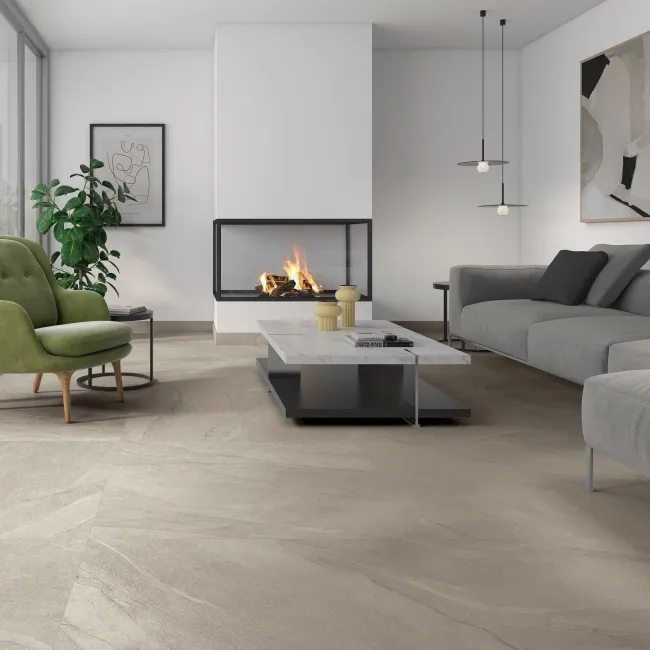 Halley Beige Slate Effect Matt Large Porcelain Floor Tile