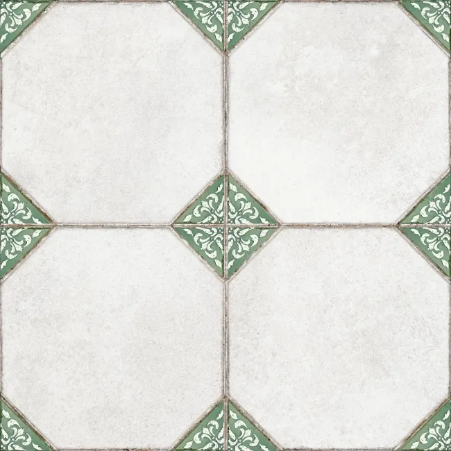 Leeds Green Patterned Matt Porcelain Floor Tile