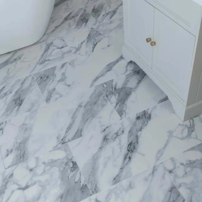 Marble Deluxe White Grouted Tile Effect Luxury Click Vinyl Flooring 5.5mm
