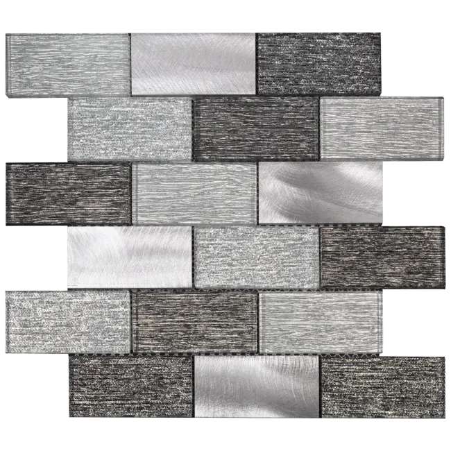 Metallic Silver Grey Glass Mosaic