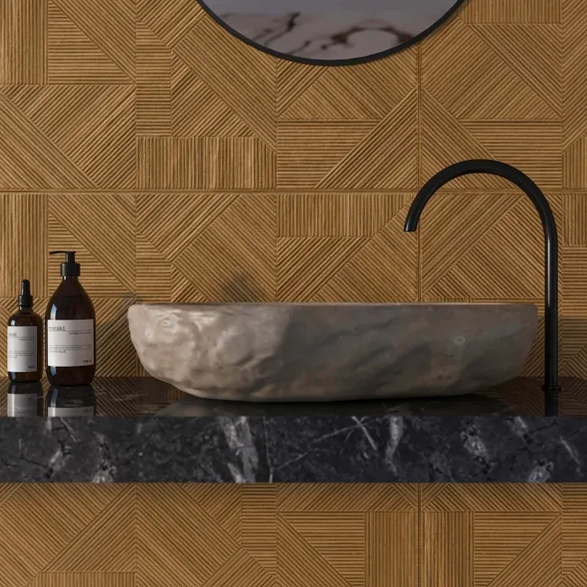 Nantes Natural 3D Wood Panel Effect Wall Tile