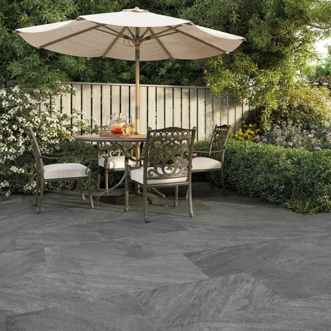 Onea Graphite Stone Effect Large Outdoor Porcelain Slab Tile