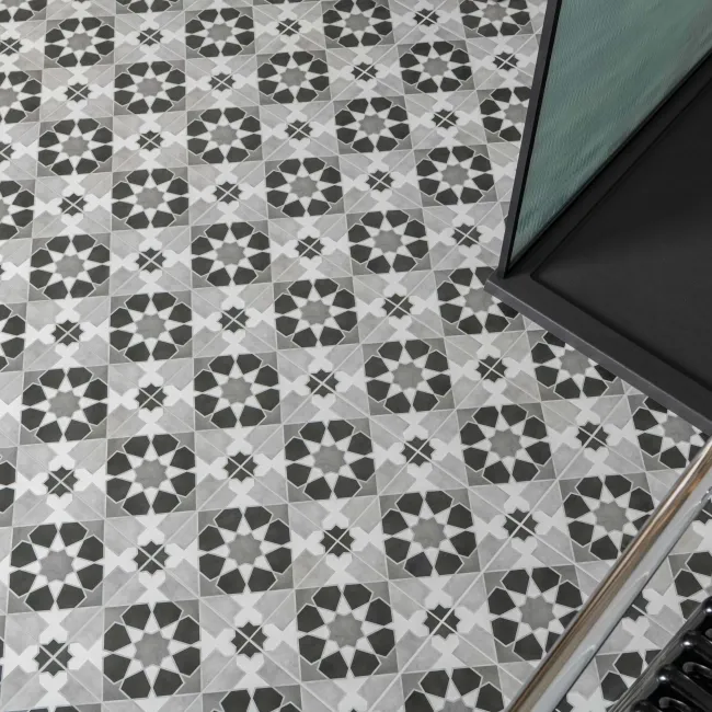 Rabat Black Pattern Matt Ceramic Floor Tile