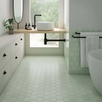 Kromatika Hexagon Mint Porcelain Wall & Floor Tile bathroom 116x101mm roomset
