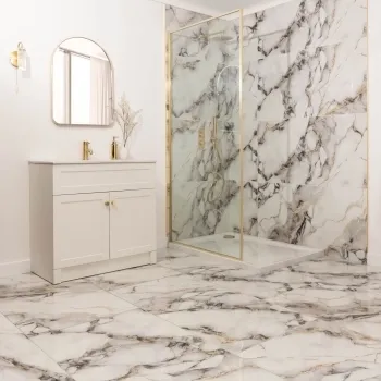 Napoli Grey White Marble Effect Polished Porcelain Tile