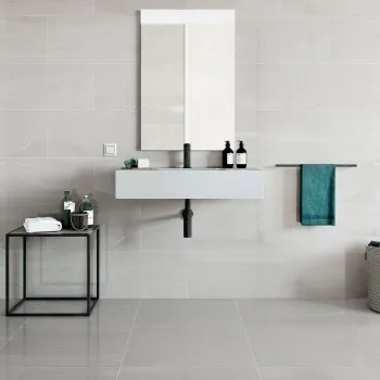 Softstone Pearl Rectified Wall Tile 300x600 Bathroom Roomset